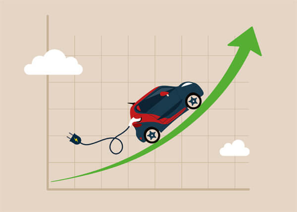 EV Vehicle Rising Graph Chart