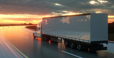 Manufactured trailer driving in the sunset