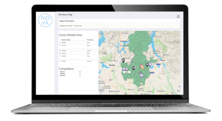 NOVA dealer market territory system screen