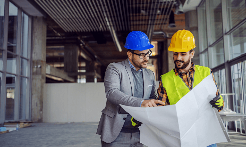 Contractor working on a facility project to build a dealership location
