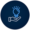 solution-oriented icon hand holding a light bulb representing ideas